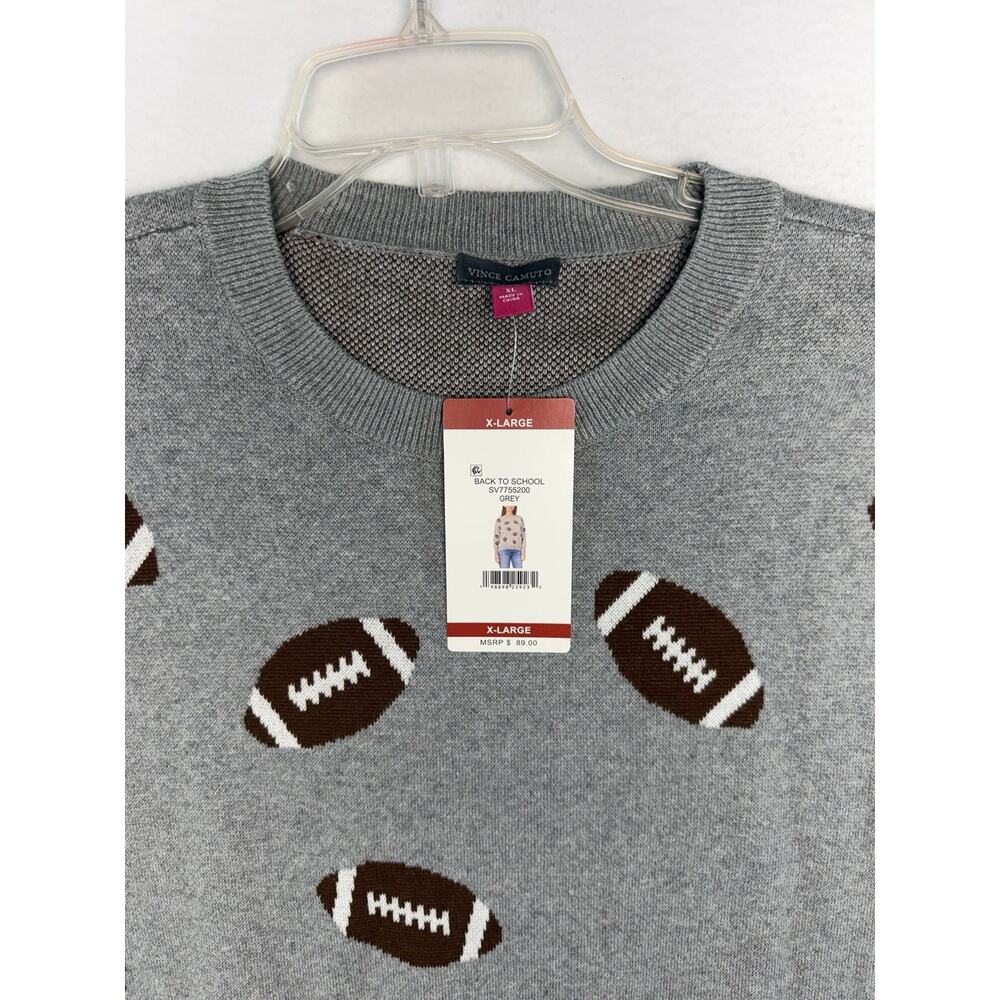 Vince Camuto Women’s XL Gray Football 100% Cotton Sweater Crewneck Casual Cozy - Picture 6 of 10